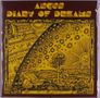 „ANCUS DIARY OF DREAMS“. Illustration: Person schaut über Rand der Welt, umgeben von Symbolen, Sternen, Sonne und Mond., LP