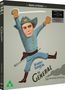 "Masters of Cinema", "Buster Keaton in The General". Illustration: Mann in blauer Uniform springt mit Schwert, Rauchzug unten.