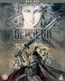 Oben: "Blu-ray", "BERSERK", "COMPLETE SERIES". Illustration: ein Krieger mit Schwert, darüber ein Gesicht. Ab 18., 3 Blu-ray Discs
