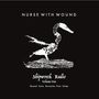 "Nurse With Wound" oben, "Shipwreck Radio Volume One" mittig, Skelett einer Ente in Schwarz-Weiß auf schwarzem Hintergrund., 3 LPs