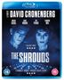 Ein Blu-ray-Cover mit den Namen "David Cronenberg", "Vincent Cassel", "Diane Kruger", "Guy Pearce", "Sandrine Holt". Der Titel "The Shrouds". Bewertungen: "HAUNTING" und "CRAWLS RIGHT UNDER YOUR SKIN".