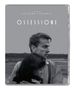Text: "A FILM BY LUCHINO VISCONTI, OSSESSIONE, RADIANCE". Schwarz-Weiß-Foto: Mann umarmt eine Person, Landschaft im Hintergrund.