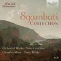 "Sgambati Collection" in großen Buchstaben, darunter verschiedene Musikwerke. Landschaftsgemälde mit Hügeln und Gebäude., 8 CDs