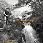 „Peace & Blessings“ und „nat birchall“ in Gelb. Saxophonspieler neben einem Wasserfall in grüner Natur., LP