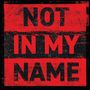"NOT IN MY NAME" in großen roten Buchstaben in einem groben, kastenförmigen Design auf schwarzem Hintergrund., CD