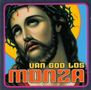 "VAN GOD LOS MONZA" steht unter einem Gemälde von Jesus mit Dornenkrone und blutigen Tropfen auf der Stirn., LP