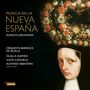 Text: "MÚSICA EN LA NUEVA ESPAÑA, IGNACIO JERUSALEM." Es zeigt das Gemälde eines Gesichts mit einem Blumenkranz., CD