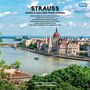 "STRAUSS. FAMOUS WALTZES FROM VIENNA. Ansicht der Donau und des Parlamentsgebäudes in Budapest an einem sonnigen Tag.", LP