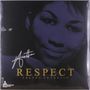 Text: "Aretha", "RESPECT", "ARETHA FRANKLIN". Gesicht einer Frau im Hintergrund, leichtes Lächeln., LP