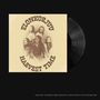 Text: "ELONKORJUU, HARVEST TIME". Schwarzes Vinyl, sepiafarbenes Foto von fünf Personen im Vintage-Stil., LP