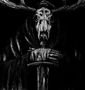 Ich sehe keinen Text. Eine düstere Illustration: Gestalt mit Totenkopf, Umhang, hält ein Schwert, Geweih ragt hervor., CD