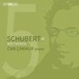 SCHUBERT+ BEETHOVEN CAN ÇAKMUR piano. Großes "5", stilisiertes Porträt mit Brille.