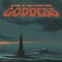 Text: "Ritual of the Cloven Hoof" und "Goddess." Eine düstere Landschaft, dunkler Turm, umgeben von einem stürmischen Himmel., CD
