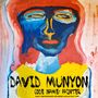 „DAVID MUNYON, CODE NAME: PAINTER“ steht unten. Buntes, abstraktes Porträt mit blauen, roten und gelben Flächen., CD