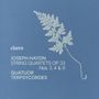 "Joseph Haydn String Quartets Op. 33 Nos. 3, 4 & 6 Quatuor Terpsycordes." Ein Farnblatt auf blauem Hintergrund., CD