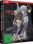 „Vampire Knight Guilty“ in Rot. Drei Anime-Figuren mit Waffen, eine Frau im Vordergrund mit ernster Miene., 2 Blu-ray Discs