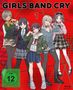 Oben steht "GIRLS BAND CRY", darunter die Zahl "1". Fünf stilisierte, farbenfrohe Anime-Mädchen in moderner Kleidung., Blu-ray Disc