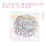 Oben "ALEXIS MARCELO SOLO PIANO" in Lila und Rot. Bunte, chaotische Linien in der Mitte. Rechts "INTAKT RECORDS"., CD