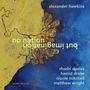Text: "alexander hawkins, no nation but imagination, rhodri davies, hamid drake, nicole mitchell, matthew wright." 

Satellitenbild von Flussdelta in Blau und Gelb.