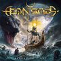 "AEON GODS" und "REBORN TO LIGHT". Illustration von einem Gott in einem Boot mit einer Schlange im Wasser., CD