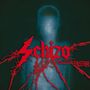 Text: "Schizo" in roten Buchstaben. Im Hintergrund eine verschwommene menschliche Gestalt in Blautönen.