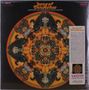 "Song of Innocence" von David Axelrod. Symmetrisches Muster in warmen Farben. Rechteck mit dekorativem Design und Texten.
