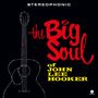 „Stereophonic, the Big Soul of John Lee Hooker“. Skizze einer Gitarre auf schwarzem Hintergrund., LP