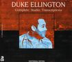 "Duke Ellington: Complete Studio Transcriptions, 3 CD, Centennial Edition. Portrait in Rot und Blau einer lächelnden Person."