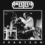 "ANESTESIA" und "ERANTZUN" oben und unten. Ein Arzt behandelt einen Patienten in einem Vintage-Stil., LP