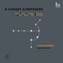 Text: "8 Canary Composers, Phace Ensemble, Nacho de Paz." Grauer Hintergrund, schematische Linien und Punkte., CD