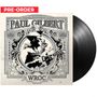 "PRE-ORDER", "PAUL GILBERT", "WROC". Stilvolles Albumcover mit Mann, der Gitarre spielt. Schwarze Vinyl-Schallplatte., LP