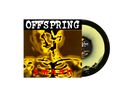 "OFFSPRING" und "SMASH" auf einem Plattencover mit gelb-schwarzer Skelettillustration und einer Schallplatte daneben., LP