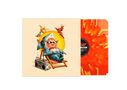 Ein Cover mit einem Hai im Liegestuhl, kopfhörertragend. Neben ihm ein Radio, darüber ein Engel und Teufel. Links eine orangefarbene Vinyl-Schallplatte., LP