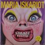 "MARIA ISKARIOT" oben, "WERELDWAAN" auf der Wange einer Karikatur mit verzerrtem Gesichtsausdruck, gelbes Logo unten rechts., LP