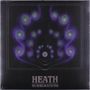 "HEATH MURMURATIONS" steht unten. Eine Illustration zeigt spiralförmige Muster in Violett und Grün auf schwarzem Hintergrund., LP
