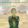 "From Venice to Buenos Aires" in grün. Silhouette vor historischem Gebäude mit Stadtbild, Kanäle und Boote darin sichtbar.
