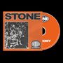 "STONE", "AUTONOMY". Schwarz-weißes Bild von Menschenmenge, oranger Hintergrund, Globus-Logo. CD mit gleichem Design., CD
