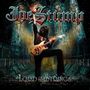 Text: "Joe Stump", "Lord of the Strings". Ein Gitarrist mit flammender Gitarre in einer gotischen, leuchtenden Kulisse., CD