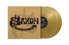 „Saxon Live in Germany 1991“ auf einem Albumcover. Zwei goldene Vinyl-Schallplatten sind teilweise sichtbar.