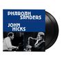 "PHAROAH SANDERS DUO CONCERT FRANKFURT 1986 JOHN HICKS."  
Schwarz-weiße Fotos von zwei Männern mit Instrumenten., 2 LPs