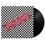 Der Text "FASTWAY" steht schräg über einem schwarz-weiß karierten Muster. Ein Schallplattenrand ist seitlich sichtbar., LP