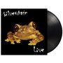 „silverchair Live“ in weißer Schrift auf Schwarz. Eine gelbe Kröte mit großen Augen blickt direkt nach vorne. Vinylplatte sichtbar., LP