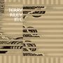 Cover mit Text "TERRY RILEY IN C". Graphische horizontale Linien und stilisierte Wolkenmuster auf beigem Hintergrund.