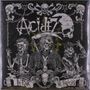 "Acidez", "In Punk We Thrash". Drei Punk-Skelette mit Mohawks und Kutten, umgeben von Totenköpfen und Symbolen., LP