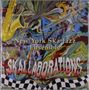 "New York Ska-Jazz Ensemble", "SKALLABORATIONS". Hintergrund aus abstrakten, bunten Mustern, gelbes Saxophon., LP