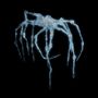 Ohne Text. Abstrakte Illustration einer Spinne aus blauen Linien auf schwarzem Hintergrund., CD