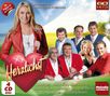 "Herzlichst", präsentiert von Anna-Carina Woitschack. Eine Gruppe von Menschen mit Instrumenten und lächelnden Gesichtern., 4 CDs