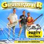 "Die Grubertaler", "Schlager Party auf Mallorca", "Ihre 30 coolsten Songs", drei Männer mit Keytar und Gitarre am Meer., 2 CDs
