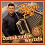 Text: "Florian Fesl", "Zurück zu den Wurzeln". Person mit Akkordeon vor Bergkulisse, roter Rand., CD