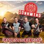 Text: "FANG ZU LEBEN AN", "SONNWEND". Vier Männer in traditioneller Kleidung mit Musikinstrumenten vor Bergkulisse., CD